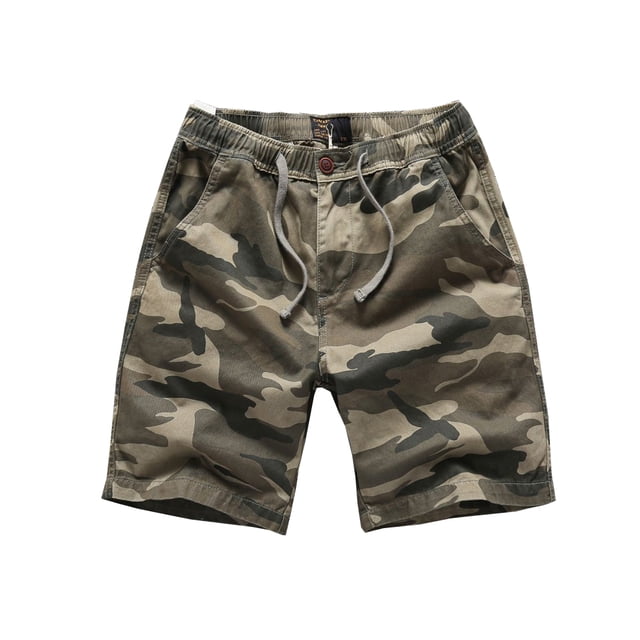 WOLLED Men's Camo Cargo Shorts Summer Tactical Breathable Work Shorts Stretch Beach Outdoor Shorts