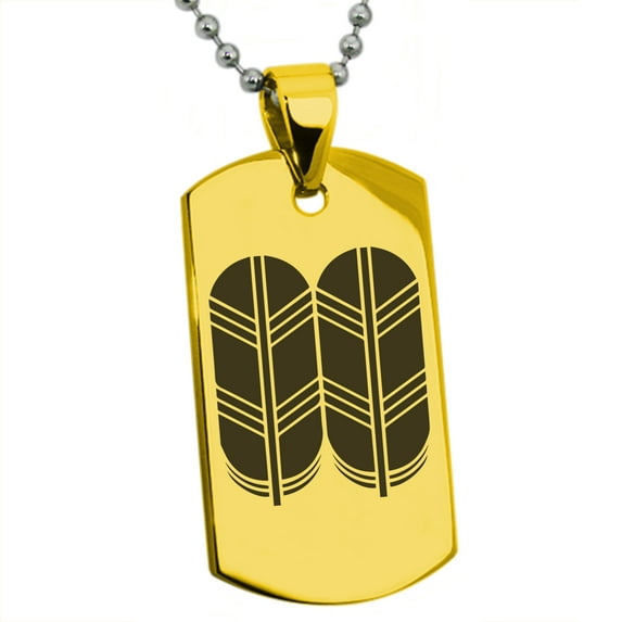 Stainless Steel Kikuchi Samurai Crest Engraved Dog Tag Pendant Necklace