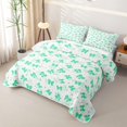 thumbnail image 3 of Erosebridal Cute Heart Bow Bed Spread Queen for Women, Mint Green Line Ribbon Queen Coverlet Set, 3pcs, 3 of 7