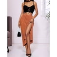 thumbnail image 4 of Women'S Midi Pencil Skirt Side Slit High Waisted Bodycon Casual Long Skirts Orange XS, 4 of 9