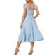 thumbnail image 3 of Vestido midi bohemio de tirantes con volantes y escote cuadrado para mujer INSPIRE CHIC en azul claro XL, 3 of 6