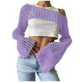 thumbnail image 1 of 2025 Pouces Col Rond Uni Couvre-Maillots de Plage pour Femmes Couleur Extérieure Tricot Été Couvre-Maillots pour Femmes Chandail Manches Longues Couvre Grande Taille Maillot de Bain Couvre-Maillots pour Femmes Haut pour, 1 of 5