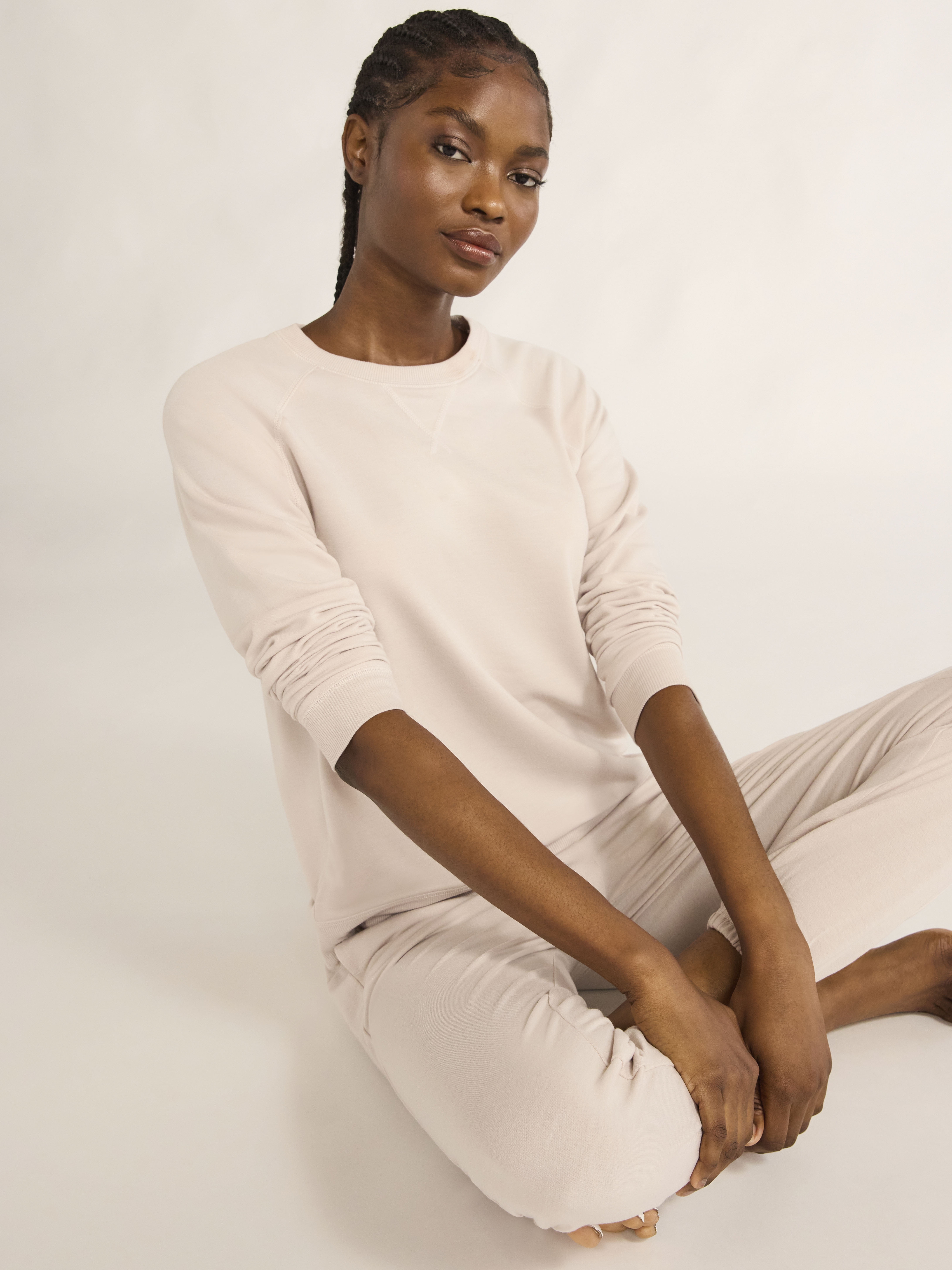 Joyspun Women's and Women’s Plus French Terry Sweatshirt and Joggers Set, 2-Piece, Sizes XS to 3X