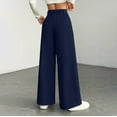 thumbnail image 4 of Women's Casual Wide Leg Pants, High Waist Loose Slimming Solid Color Long Trousers, Comfort Fashion Bottoms for Office, Travel and Daily Wear,Dark Blue,S, 4 of 6