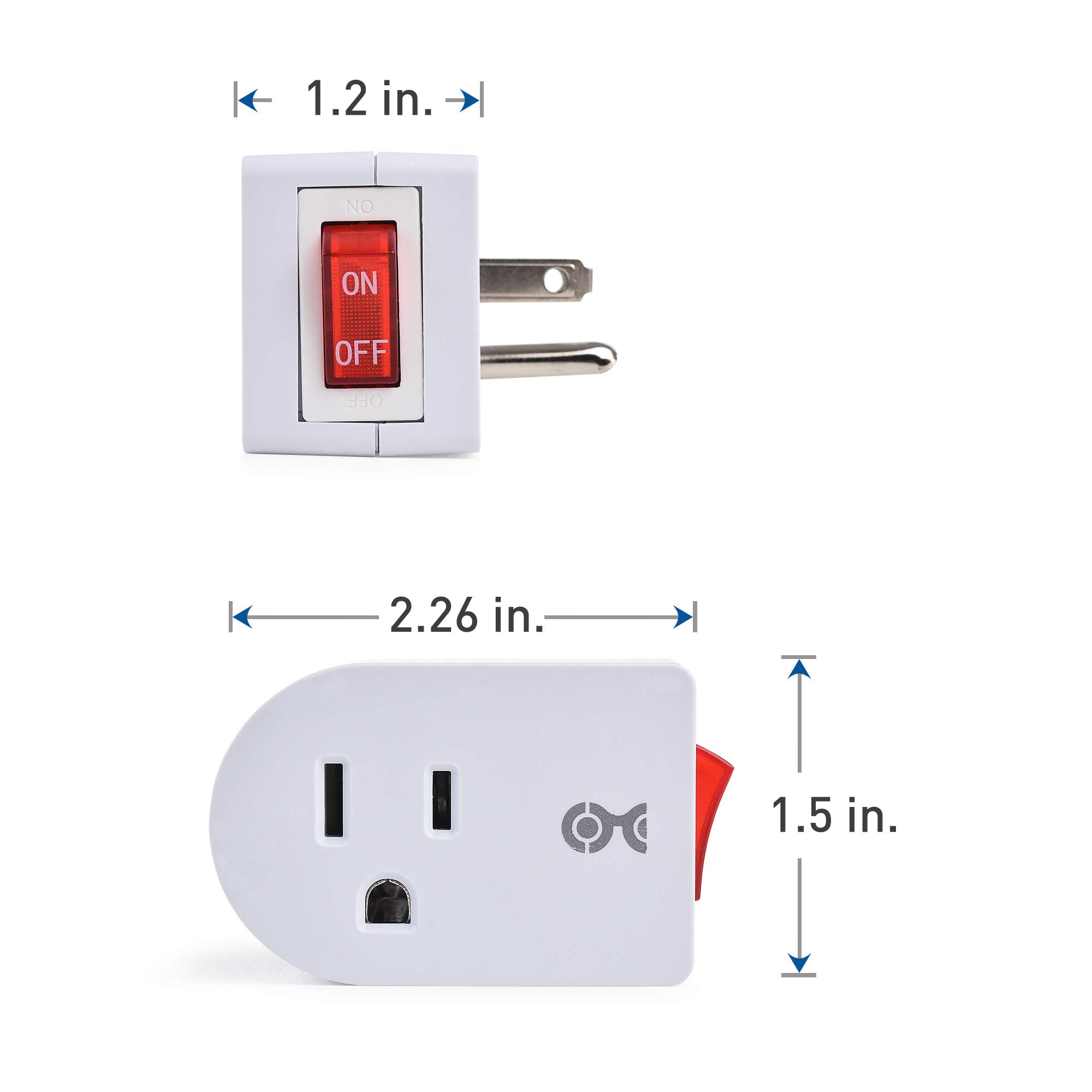 Cable Matters [ETL Listed] 3 Pack Grounded Outlet with ON Off Switch,  Single Outlet Switch ON Off/Plug Switch in Black