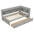 thumbnail image 6 of Elegant Design Daybed with L-shaped Bookcases,Drawers, Pine Wood Day Bed with Maximized Space for Living Room/Bedroom, Slats Support Wooden Sofa Bed for Teens Adults, 6 of 9