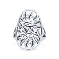 thumbnail image 1 of Leaves Circle Charm Tree of Life Statement Oxidized Ring Band 925 Sterling Silver Size 6, 1 of 5