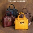 thumbnail image 6 of Butterfly Tote Bag for Women, Classic Handbags Genuine Leather Shoulder Bag Embossed Satchel Hobo Bags, 6 of 7