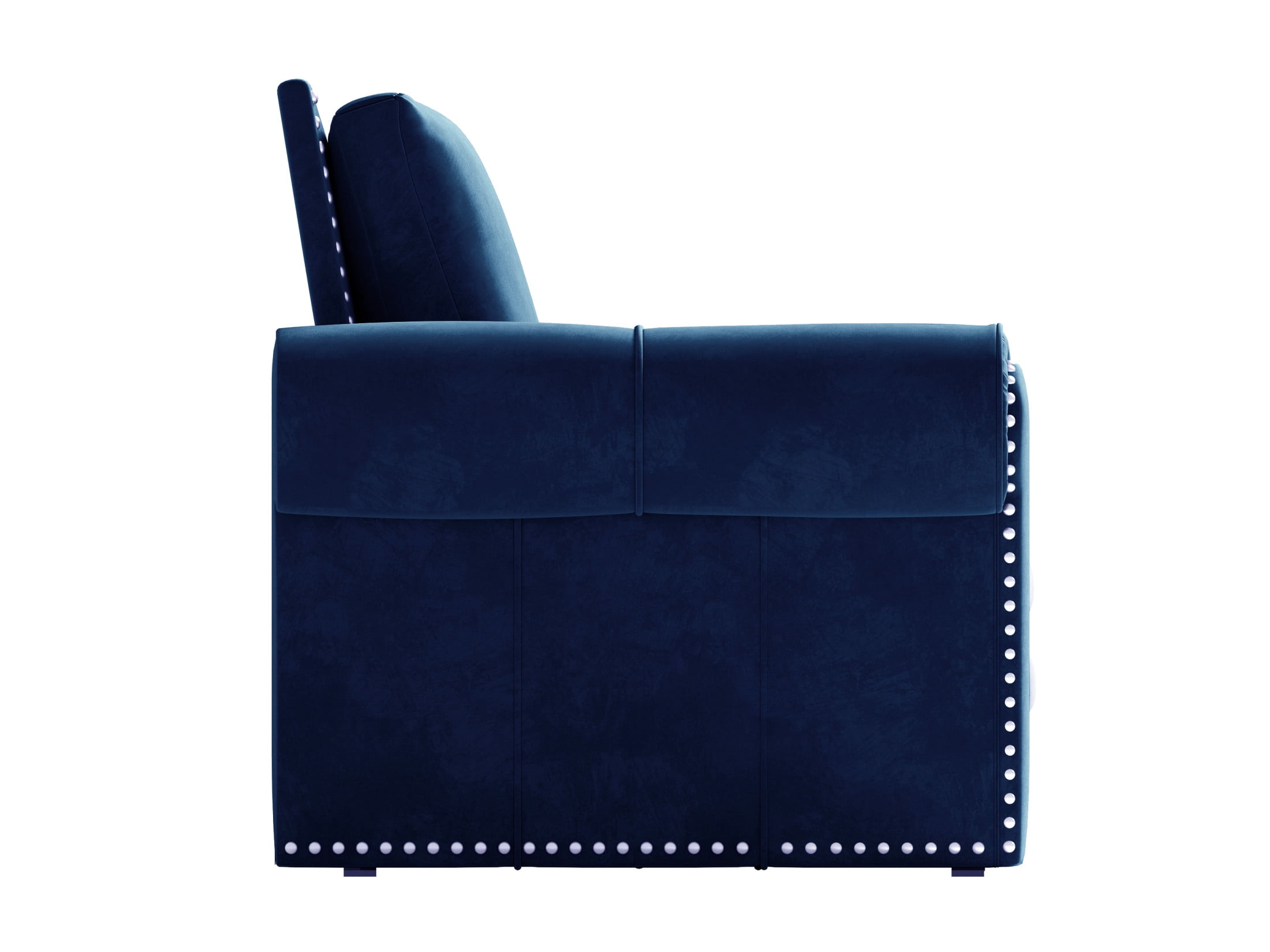 Noble House Lexair Velvet Chesterfield Pull Out Sofa Bed, 3-in-1 King Sleeper Couch with Nailheads & Rolled Arm, Blue