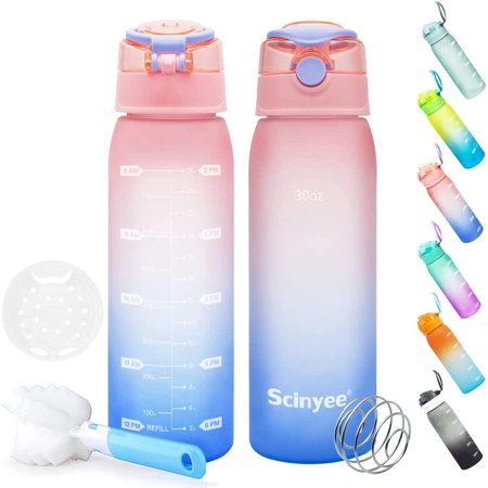 

Motivational Water Bottle with Time Marker 30oz Shaker Bottle for Spoorts Gym Fitness Indoor and Outdoor Activity Timed Bottle to Ensure Daily Drink
