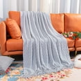 thumbnail image 5 of Ntbay Acrylic Knitted Throw Blanket with 7" Tassels, Lightweight and Soft Cozy Decorative Woven Blanket for Travel, Couch, Bed, Sofa, 51" x 67", Light Gray Checkered, 5 of 6