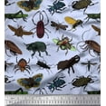 thumbnail image 1 of Soimoi Blue Rayon Crepe Fabric Beetle & Honey Bee Insects Decor Fabric Printed BTY 46 Inch Wide, 1 of 3