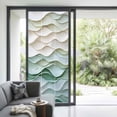 thumbnail image 2 of Abstract Wave Texture Window Privacy Film Watercolor Green Decor Decorative Glass Window Film UV Blocking Static Cling Non-Adhesive Sticker Covering for Home Door 35.4x78.7 inches, 2 of 7