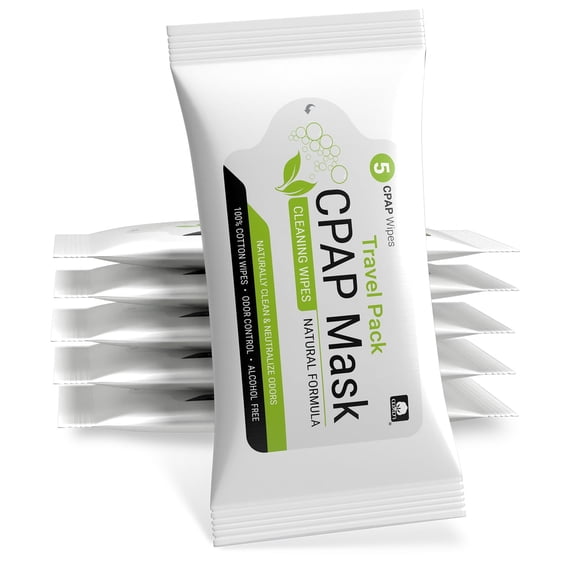 AWOW Professional CPAP Mask Cleaning Wipes, Travel Size, Odor Control, 6 Packs (30 Total Wipes)