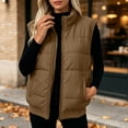 thumbnail image 5 of Padded Vest for Women Stand Collar Zip Up Sleeveless Warm Everyday Vest, 5 of 9