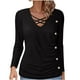 thumbnail image 3 of Blusas para mujer,Blusa informal de manga larga con cuello en V para mujer, talla grande, con botones, de poliéster, para uso diario, sopatenor, 3 of 7