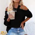 thumbnail image 4 of Women's Solid Color Sexy Off Shoulder Loose Knit Sweater Top for Fall Winter Evening Events,Navy,L, 4 of 6