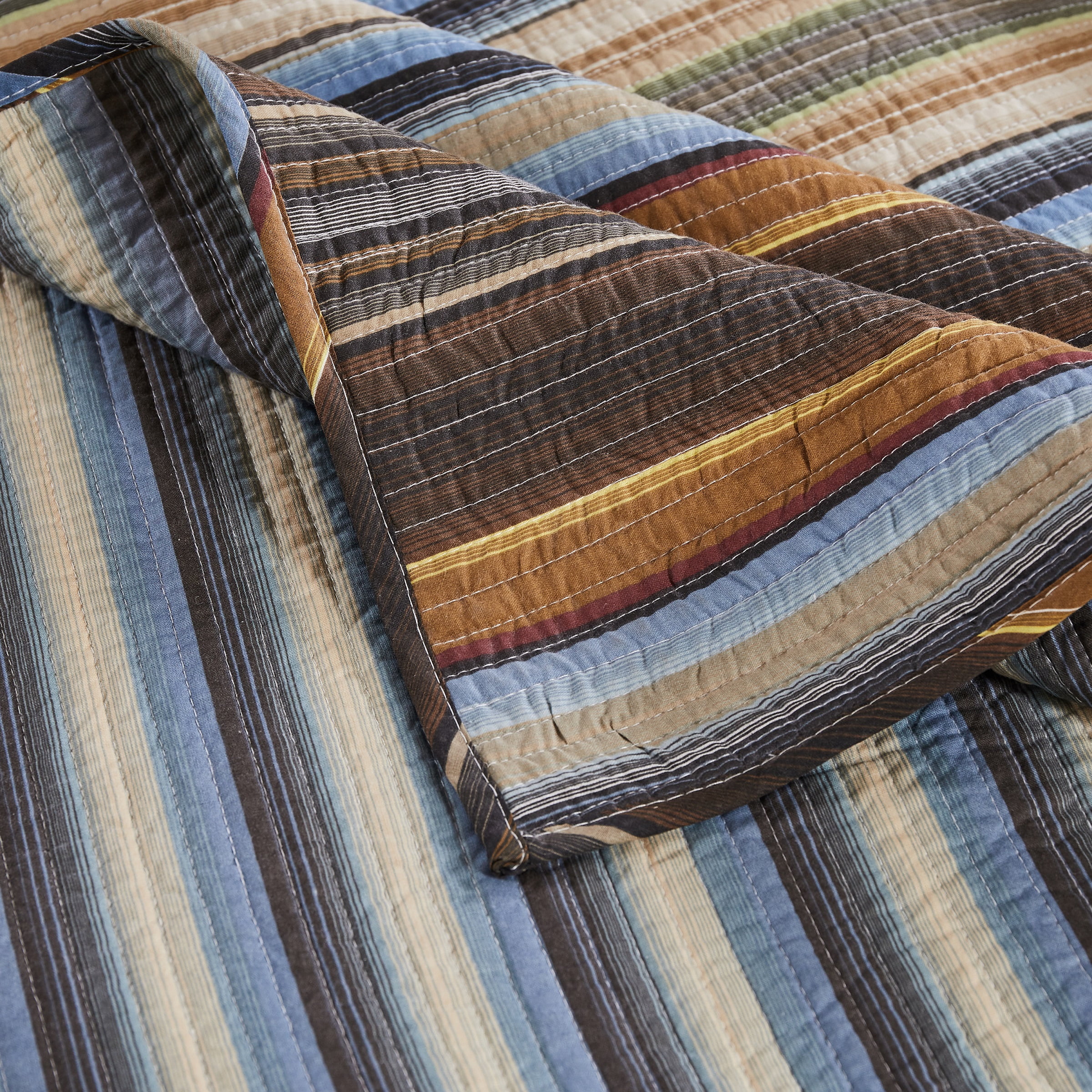 Global Trends Dylan 100% Cotton Reversible Quilted Throw Blanket, Earth, 50 x 60 inches