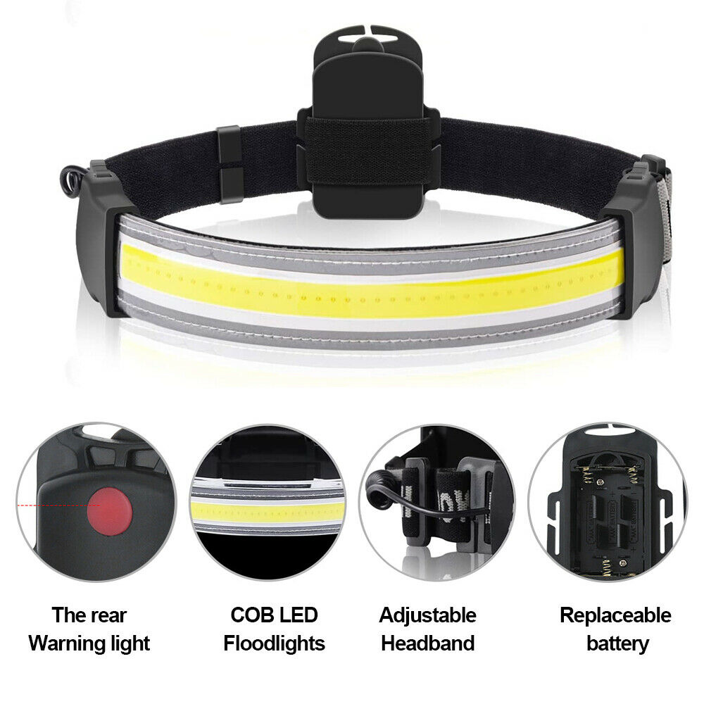 Headlamp flashlight, 2 pcs 2000 lumens LED 220° wide beam headlamp Lightweight COB bright headlamp Battery powered headlamp with 3 light modes, suitable for fishing, running and camping - image 1 of 8