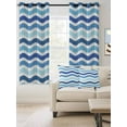 thumbnail image 2 of Fsddascl Blue White Ombre Blackout Curtains for Bedroom/Living Room, Thermal Insulated Kitchen Curtains, Modern Geometric Gradient Ocean Striped Grommet Darkening Window Treatment Drapes 27.5"x39"x2, 2 of 8
