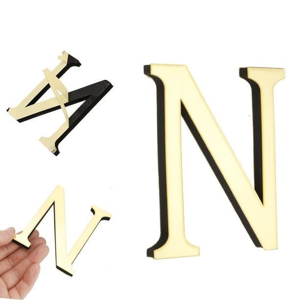 Uxcell 3D Letras de Espejo para Pared Stickers 3.9" Acrílico Autoadhesivo Número de Letra para Decoración de Sala de Estar y Dormitorio Letra N
