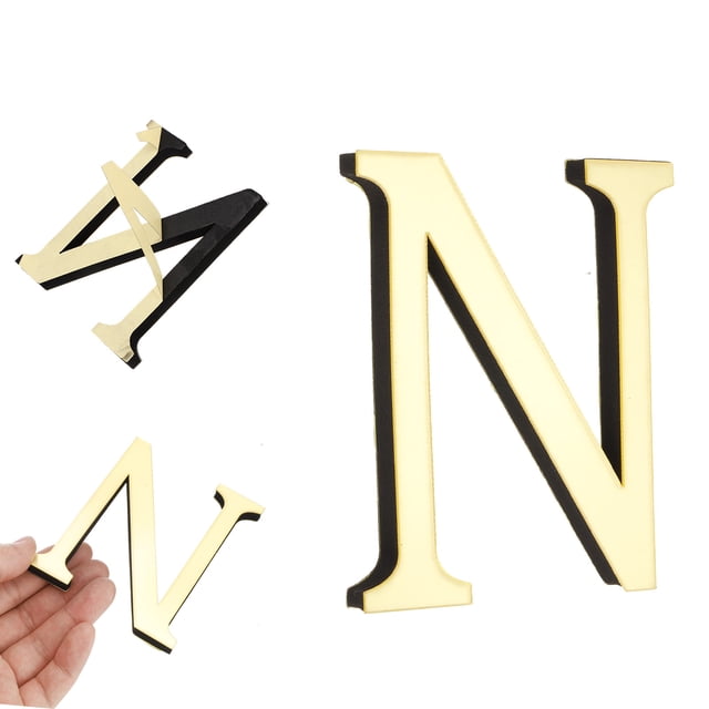 Uxcell 3D Letras de Espejo para Pared Stickers 3.9" Acrílico Autoadhesivo Número de Letra para Decoración de Sala de Estar y Dormitorio Letra N