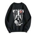 thumbnail image 4 of KHONTS Women Skeleton Sweatshirt Halloween Maternity Sweatshirts Crewneck Pullover Tops Pregnancy Announcement Tee Tops Black XL, 4 of 5