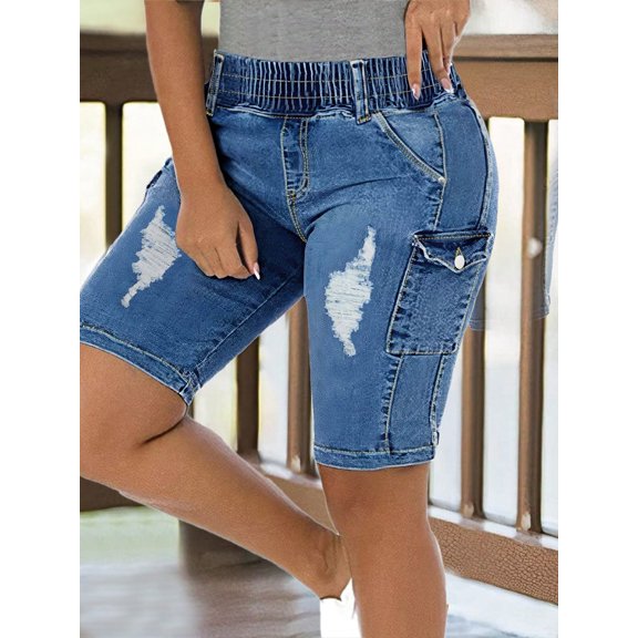 Apay Jeans for Women Hole Denim Shorts Casual and Versatile Suitable for Daily Travel Regular Size