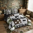 thumbnail image 2 of Meiyoeat Wildlife Mallard Duck Big Bass Fish Deer Bear King Bedding 7pcs, Rustic Fishing and Hunting King Bed in a Bag, Brown Green Black,Black Reversible, 2 of 6
