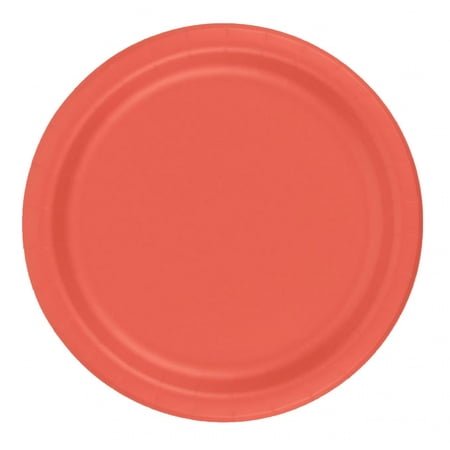 24 Plates 9" Paper Dinner Lunch Plates Wax Coated - Coral