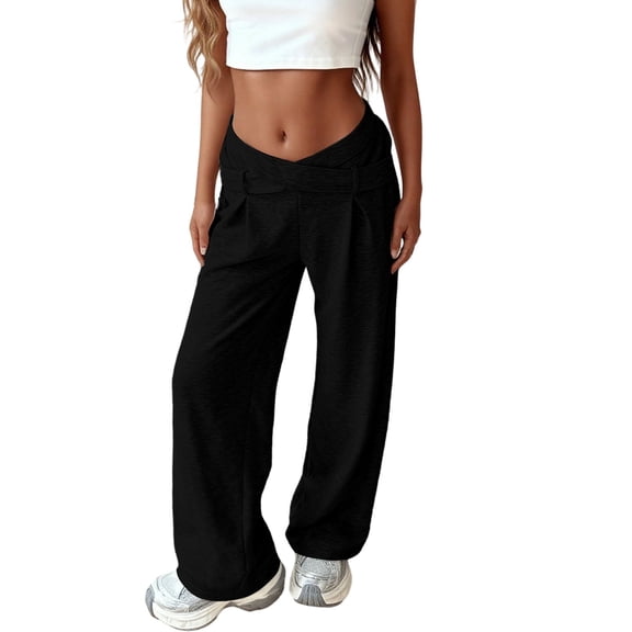 KKBOTIVE Women's Low Rise Baggy Sweatpants Straight Leg Cargo Pants Casual Trousers Fashion Women's Streetwear Black, Size: S