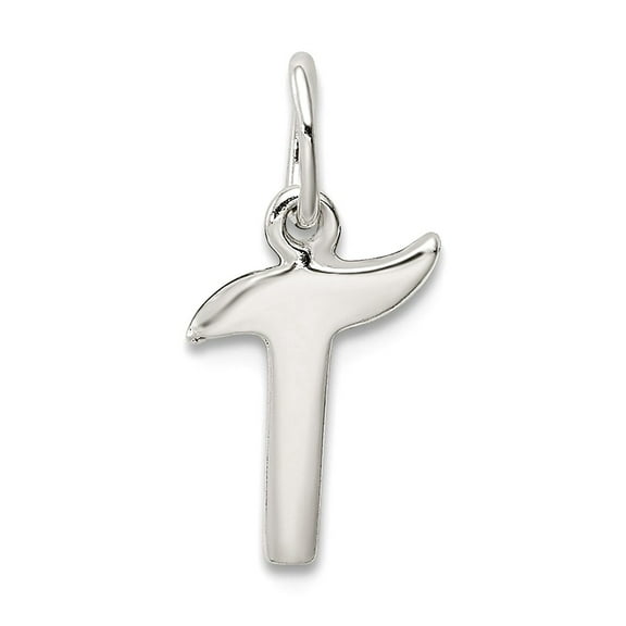 925 Sterling Silver Solid Polished Letter Name Personalized Monogram Initial T Pendant Necklace 13x7mm Wide Pendant for