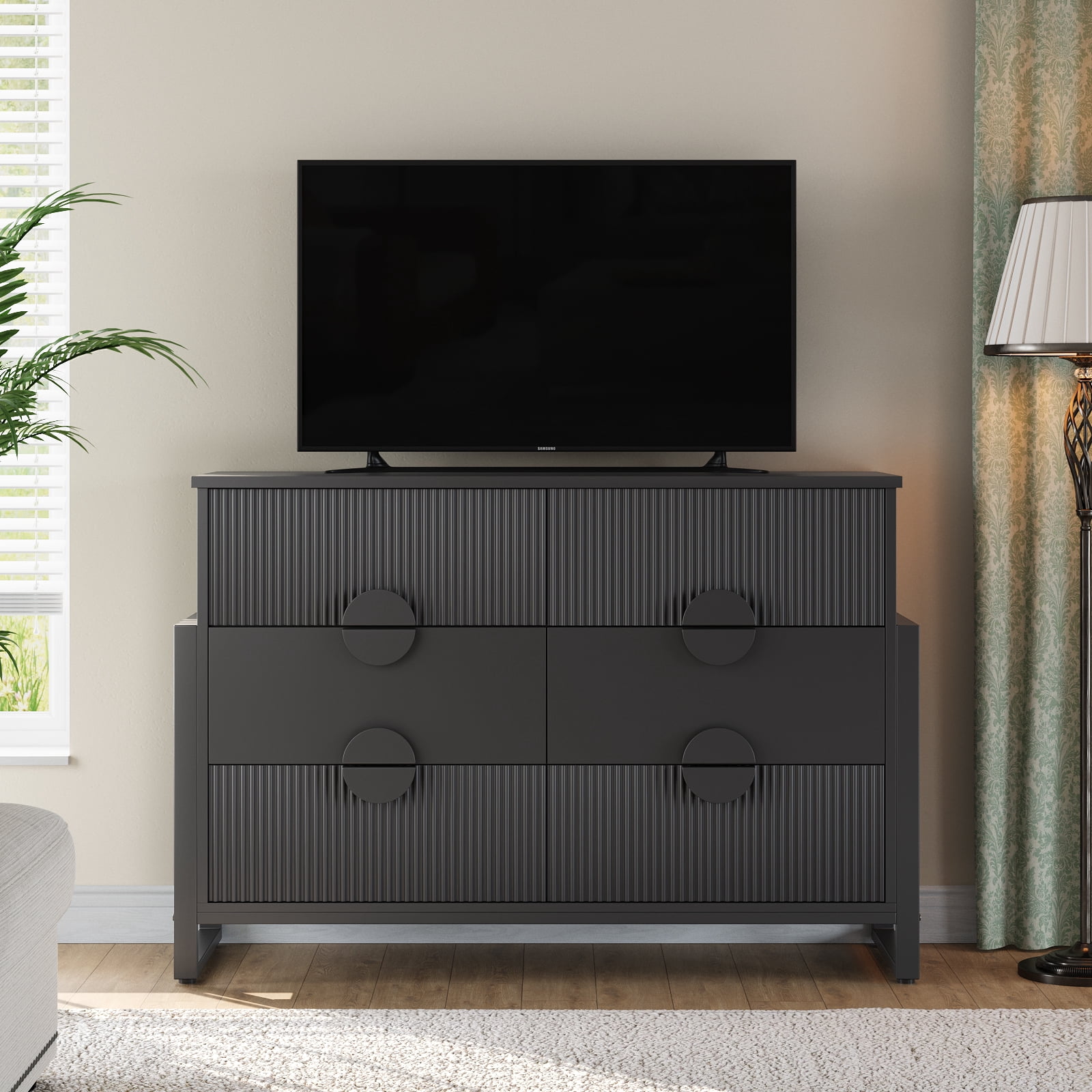 LGHM 6 Drawer Dresser, Chest of Drawers for Bedroom Living Room, Black