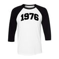 thumbnail image 1 of 1976 College Style Three-Quarter Raglan Sleeve Baseball Shirt Unisex Medium White/Black, 1 of 5
