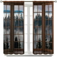 thumbnail image 3 of Misty Forest Landscape Curtains, Wooden Window Forest Mountain Rustic Bedroom Living Room Kitchen Blackout Curtains 53"W x 63"L (Pack of 2), 3 of 6