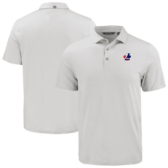 Men's Cutter & Buck White Montreal Expos Cooperstown Coastline Epic Comfort Eco Recycled Polo