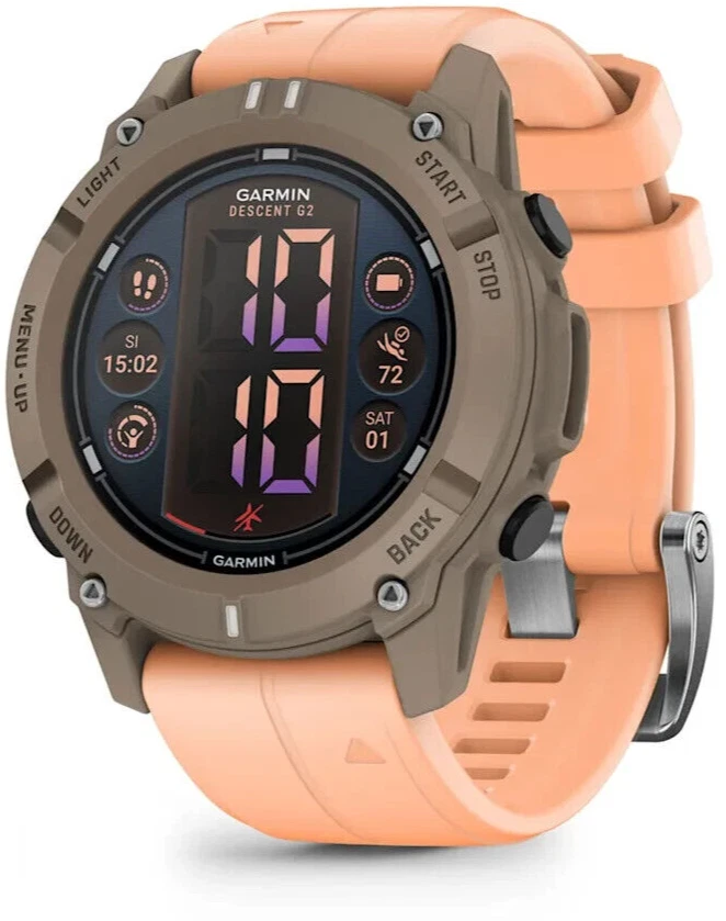 Garmin Descent G2 Watch-Style Dive Computer Smartwatch Paloma with Shell Pink Band with Power Bank Bundle