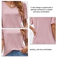 thumbnail image 4 of Camisa de manga corta acampanada con cuello en V para mujer, Top informal de verano para ocio, oficina y escuela, 4 of 5