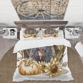 thumbnail image 2 of DESIGN ART Designart 'Thanksgiving Vintage Turkey Sunflowers and Pumpkin' Farmhouse Duvet Cover Set King Cover + 2 King Shams 3 Piece, 2 of 5