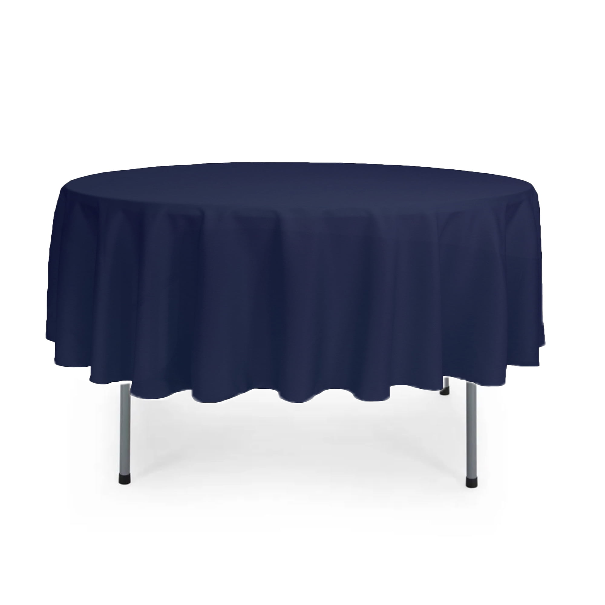 90 Inch Round Polyester Tablecloth Navy, How Many Chairs Fit Around A 32 Round Tablecloth