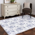 thumbnail image 3 of Blue Spring Floral Area Rug 4x6 FT, Non Slip Kids Room Carpet, Summer Botanical Elegant Flowers Washable Soft Floor Carpet Non-Shedding Throw Rug for Dorm Kitchen Study Room Home Office Bedside, 3 of 9