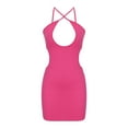 thumbnail image 3 of IROINNID Discount Wedding Guest Dresses for Women Semi Formal Evening Night Casual Homecoming Dress Solid s Comfy Sleeveless Sexy Hollow Out Slim Mini Dress Elegant Bodycon Dress,Hot Pink, 3 of 5