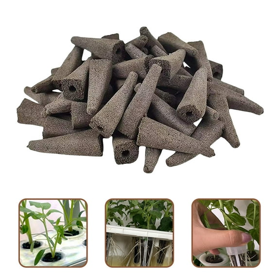 OUNONA Hydroponic Grow Sponge for Plant Use with Good Water Absorption and Air Permeability Light Brown 50 pcs