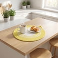 thumbnail image 2 of Unique Bargains 6Pcs Woven Dining Table Decor Round Placemats Yellow 11.8x11.8in, 2 of 5