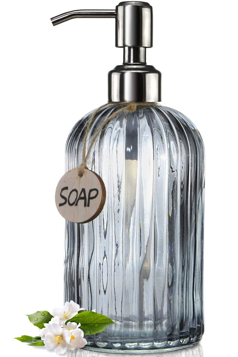 Details about   JASAI 18 Oz Clear Glass Soap Dispenser with Rust Proof Stainless Steel Pump,