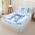 thumbnail image 2 of Homewish Girl Personalized Gifts Zipper Full Size Comforter Sets with Fitted Sheet and 2 Pillowcases,Rustic Bowtie Print Alphabet R Zipper Bedding Set For Kids,Reversible,4 Pieces, 2 of 7