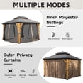 thumbnail image 6 of 12'x12' Hardtop Gazebo with Cedar Wood Frame, Galvanized Steel Double Roof, Curtains & Netting, Permanent Metal Pavilion for Patio, Backyard & Lawn, 6 of 7
