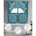 thumbnail image 3 of Teal Boho Floral Kitchen Curtains Sets 36 Inch Length with Valance, Farmhouse Ethnic Tribal Abstract Art Swag Valances and Tiers Curtain Set Drapes Swag Curtains for Living Room, Bathroom, Bedroom, 3 of 6