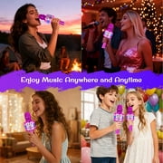 Bonaok Bluetooth Wireless Karaoke Microphone, Portable Handheld Karaoke Machine with LED Lights, Bluetooth Microphone Speaker Singing Gift for Kids Adults(Purple)