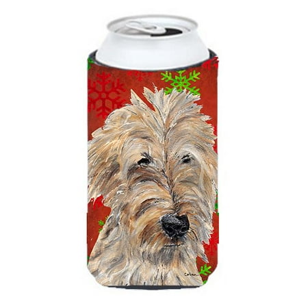 

Goldendoodle Red Snowflake Christmas Tall Boy bottle sleeve Hugger 22 to 24 oz.